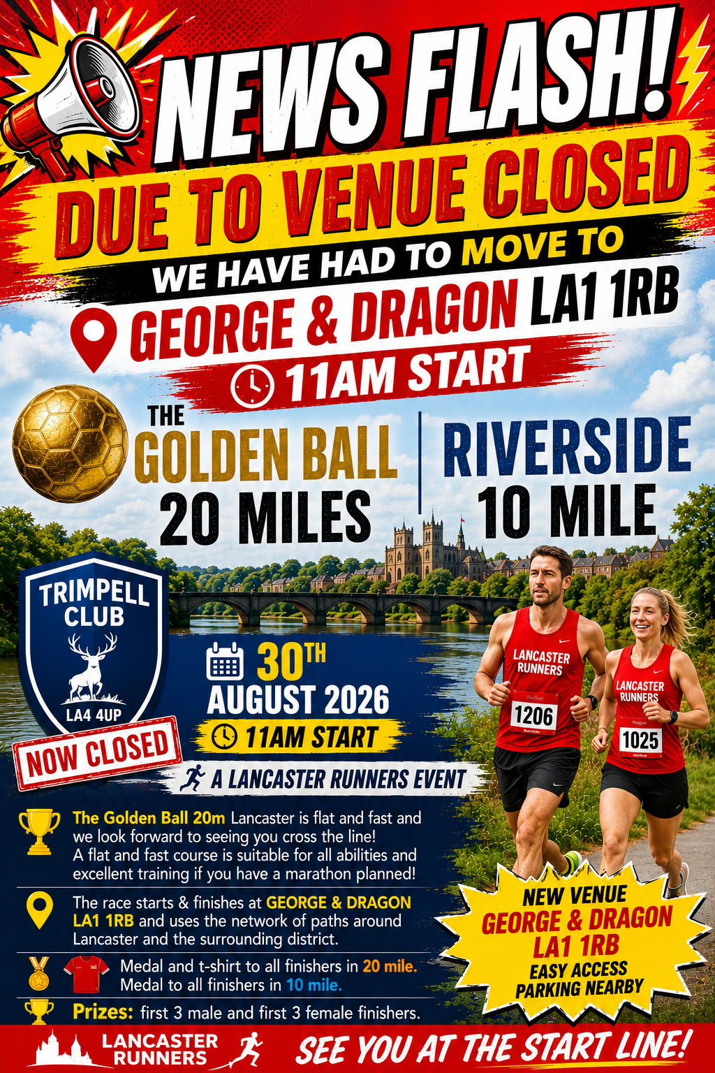 Riverside 10 Mile / Goldenball 20 Mile change of venue